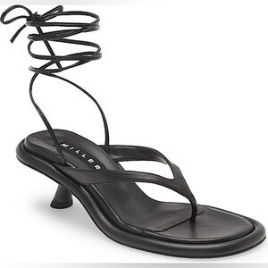 Simon Miller Ankle Strappy Lace up Thong toe Heel Sandal women’s black